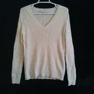 [Loft] V-Neck Cable Knit Sweater (Size M)